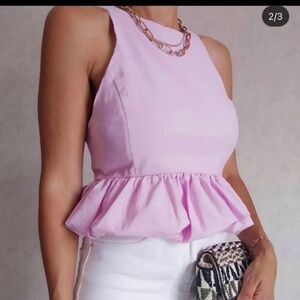 ZARA PEPLUM TOP PINK SMALL